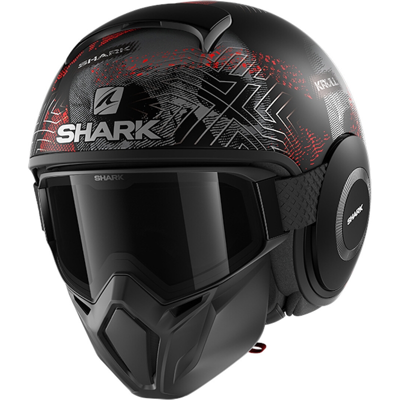 Offener Helm SHARK STREET-DRAK Krull schwarz-rot