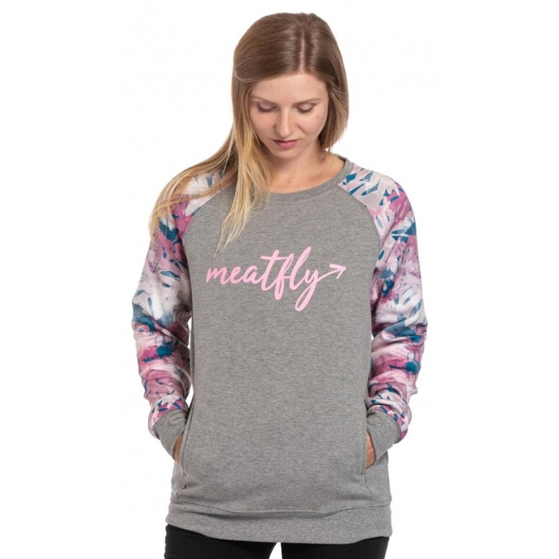 Women's Meatfly Robin Sweatshirt grau-rosa Ausverkauf