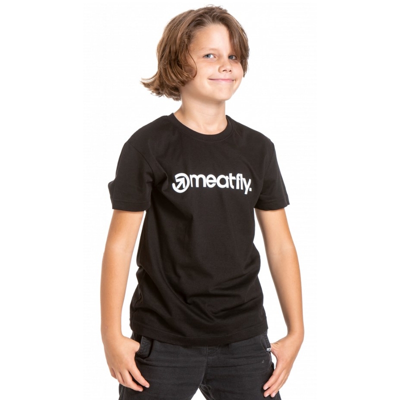 Kinder-T-Shirt Meatfly Bart schwarz Ausverkauf