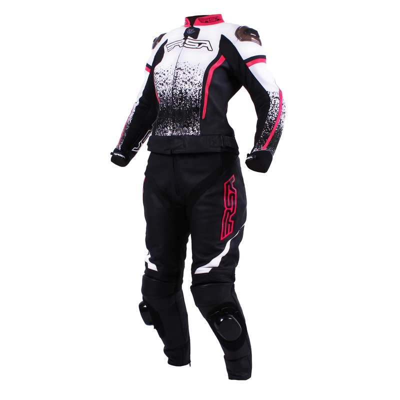 Damen RSA Pink Glass Weiß-Schwarz-Rosa Motorradoverall Ausverkauf