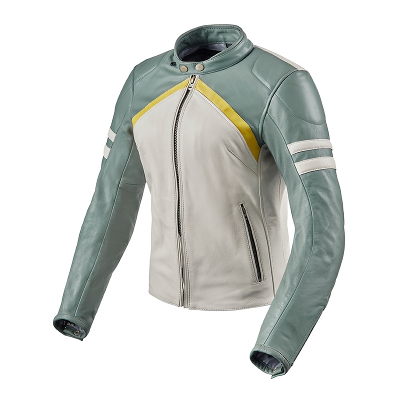 Damen Revit Meridian Motorradjacke Weiß und Grün Ausverkauf