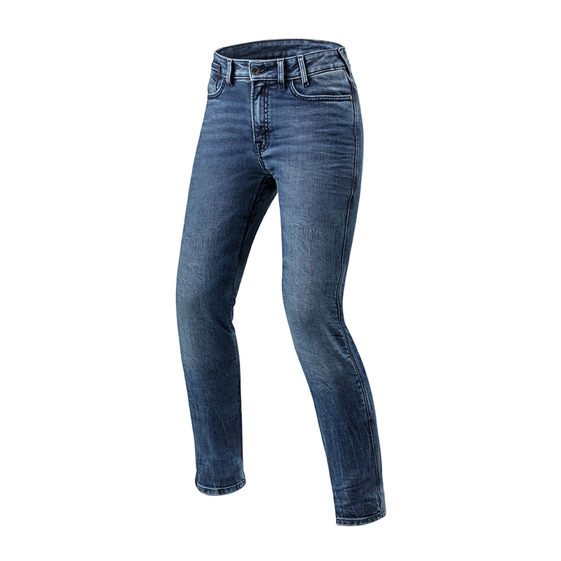 Blaue Revit Victoria Cropped Motorradjeans für Frauen Ausverkauf