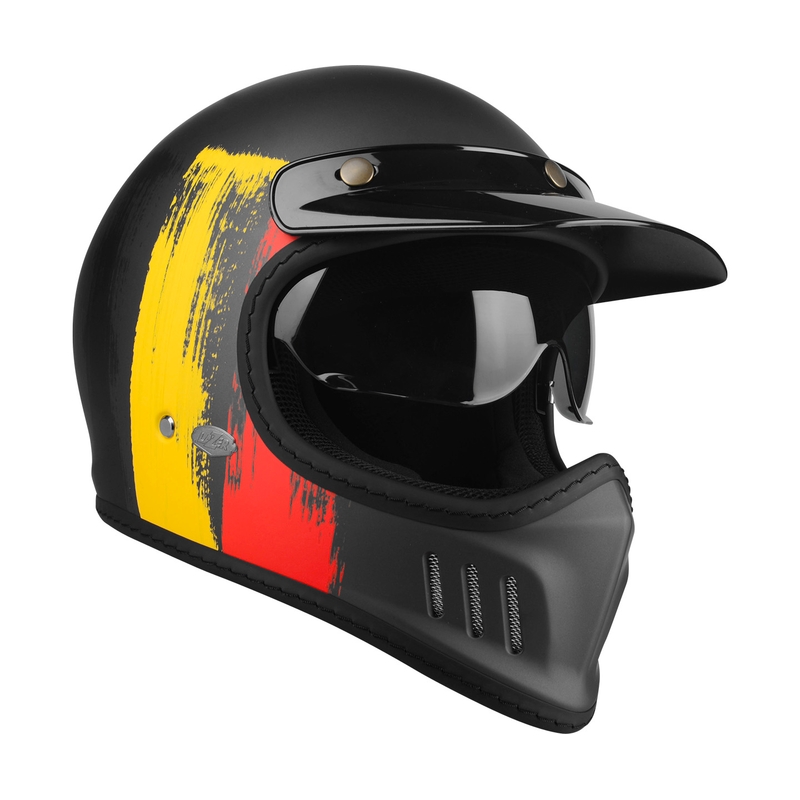 Motorradhelm Lazer Cross TT Belgien schwarz-rot-gelb