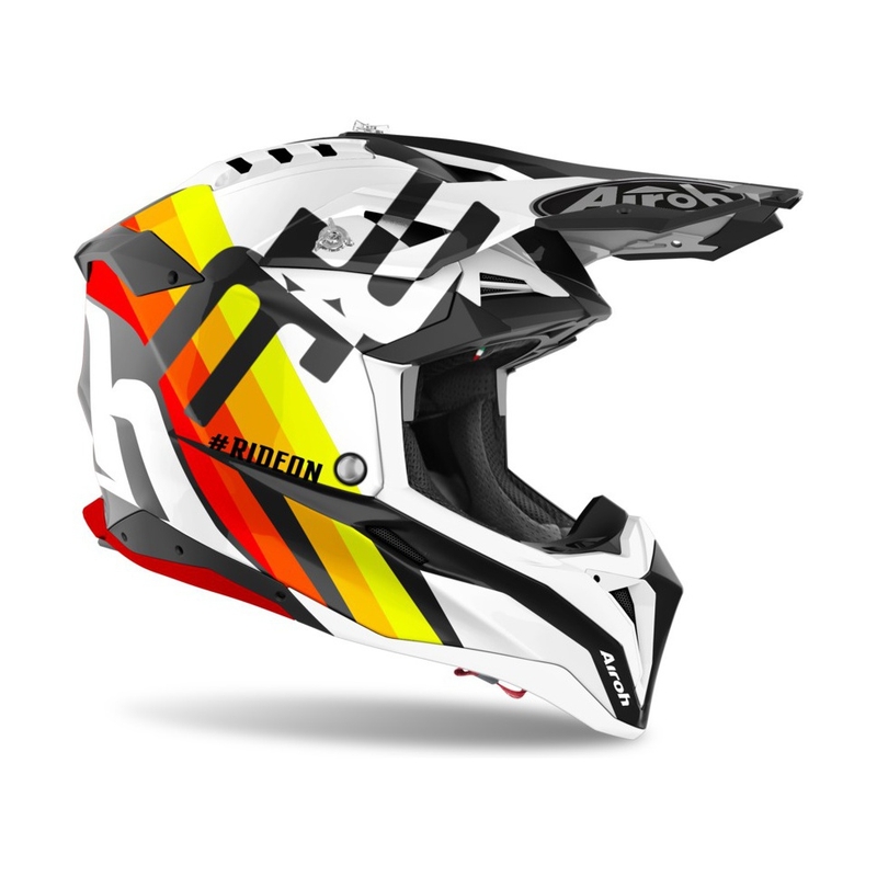 Motocross Helm Airoh Aviator 3.0 Rainbow 2021 weiß-gelb-orange-rot Ausverkauf