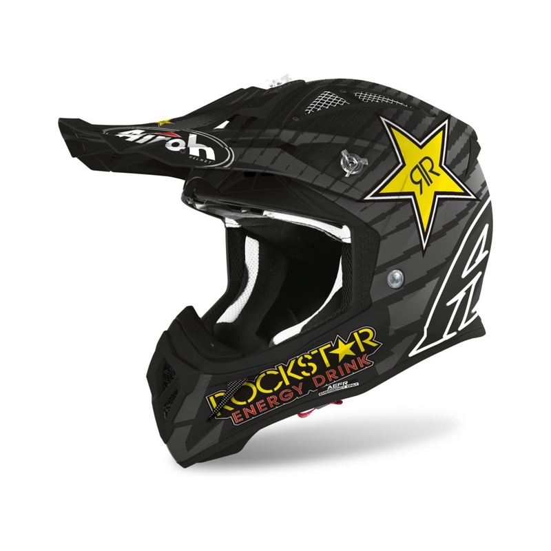 Motocross Helm Airoh Aviator ACE Rockstar 2021 grau-schwarz