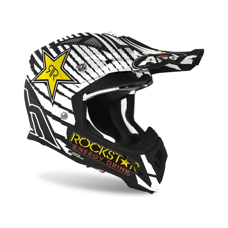 Motocross Helm Airoh Aviator ACE Rockstar 2021 grau-schwarz
