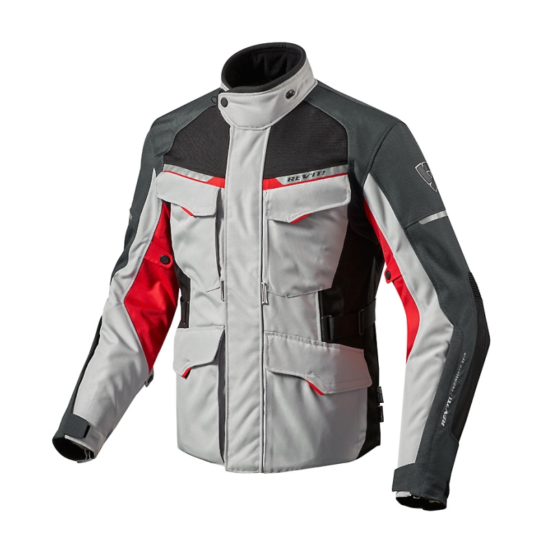 Moto Jacke Revit Outback 2 silber-rot Ausverkauf