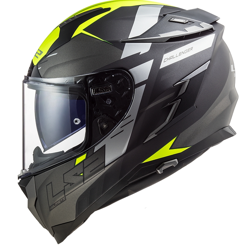 Integral-Motorradhelm LS2 FF327 Challenger Allert schwarz-grau-fluo gelb