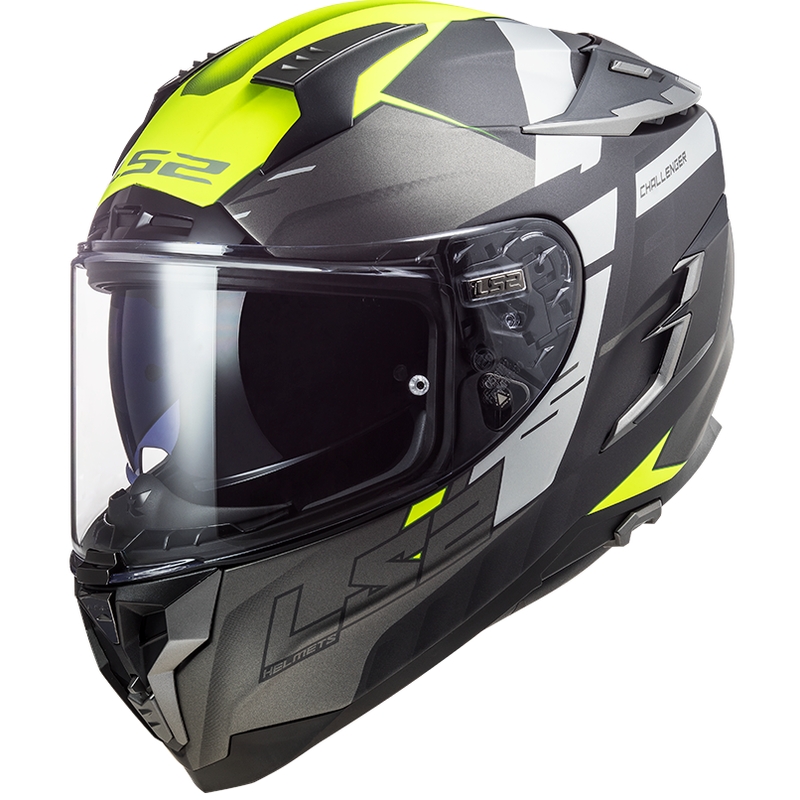 Integral-Motorradhelm LS2 FF327 Challenger Allert schwarz-grau-fluo gelb