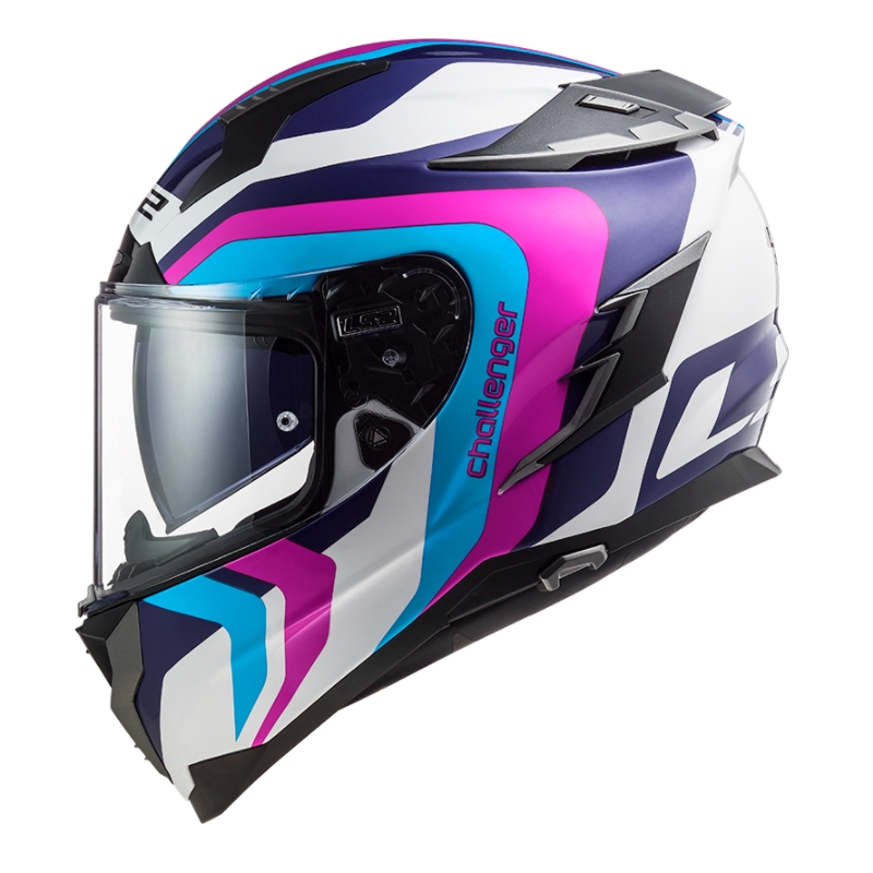 Integral Motorradhelm LS2 FF327 Challenger Galactic weiß-blau-rosa Ausverkauf