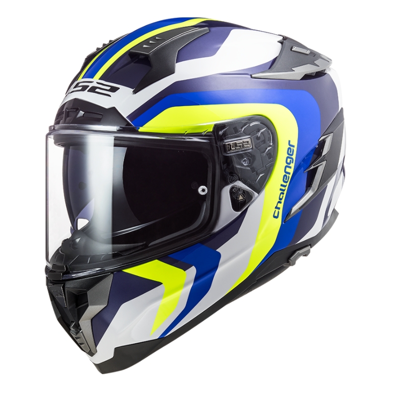 Integral Motorradhelm LS2 FF327 Challenger Galactic blau-weiß-fluo gelb Ausverkauf