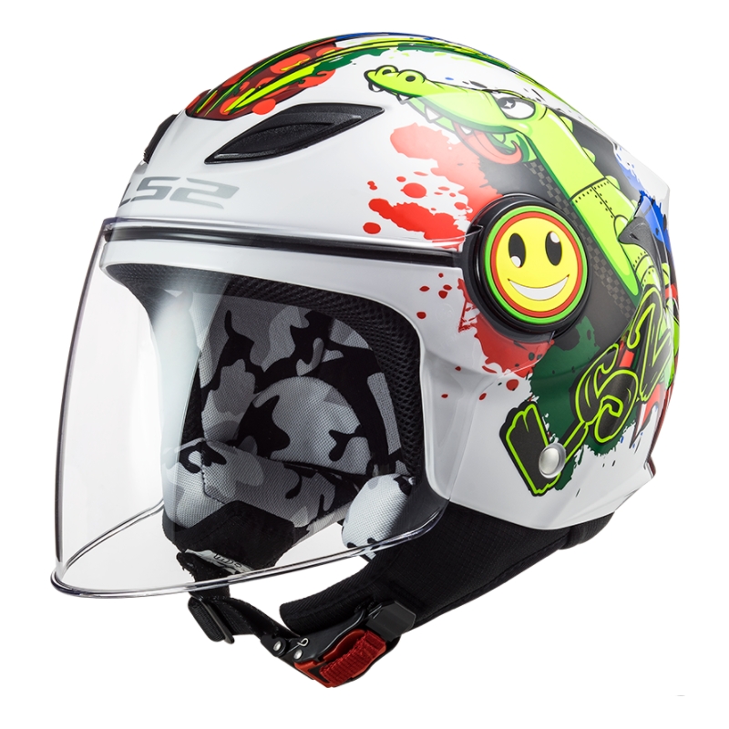 Offener Motorradhelm für Kinder LS2 OF602 Funny Croco weiß
