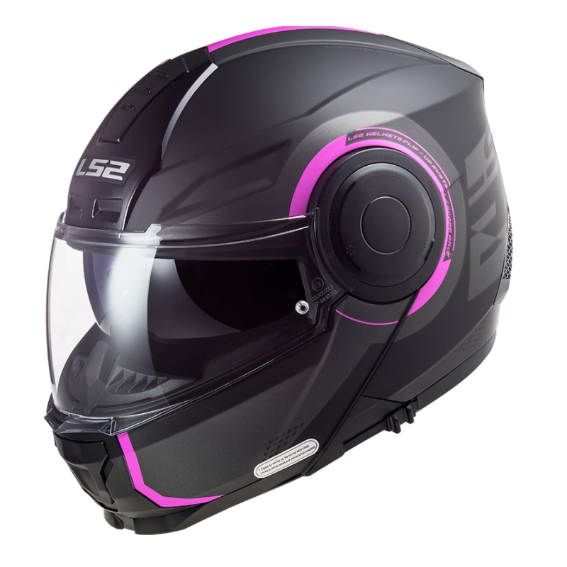 Klappbarer Motorradhelm LS2 FF902 Scope Arch schwarz und rosa matt