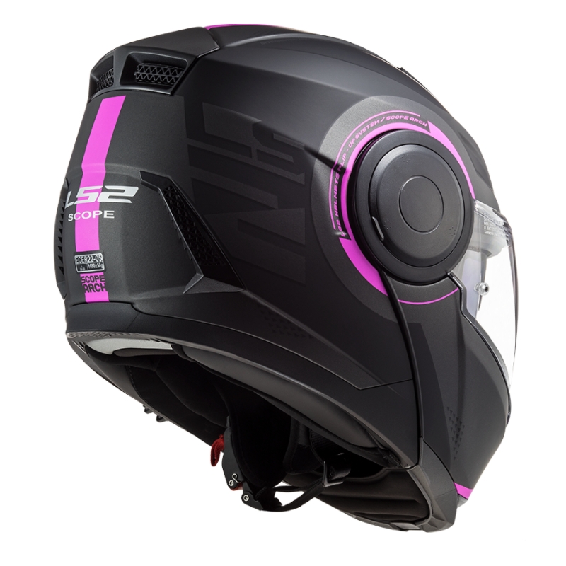 Klappbarer Motorradhelm LS2 FF902 Scope Arch schwarz und rosa matt