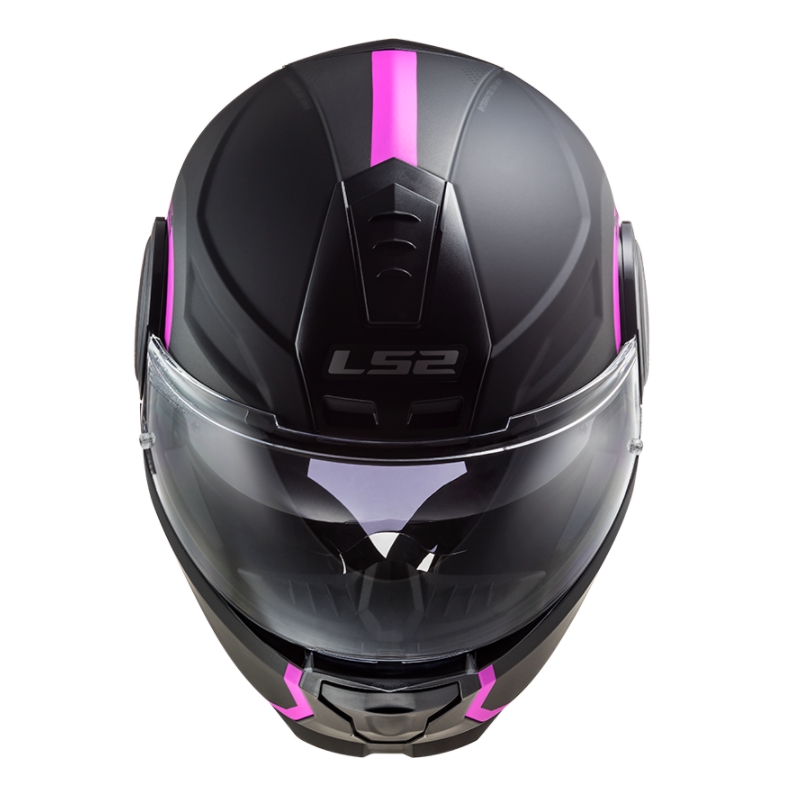 Klappbarer Motorradhelm LS2 FF902 Scope Arch schwarz und rosa matt