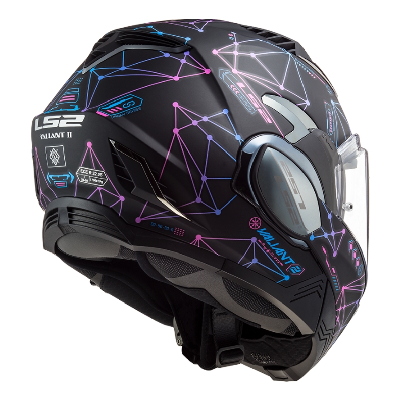 Klappbarer Motorradhelm LS2 FF900 Valiant II Stellar schwarz-blau-rosa