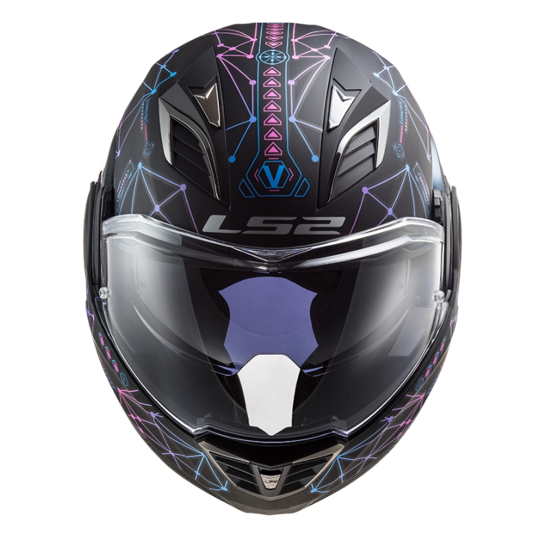 Klappbarer Motorradhelm LS2 FF900 Valiant II Stellar schwarz-blau-rosa