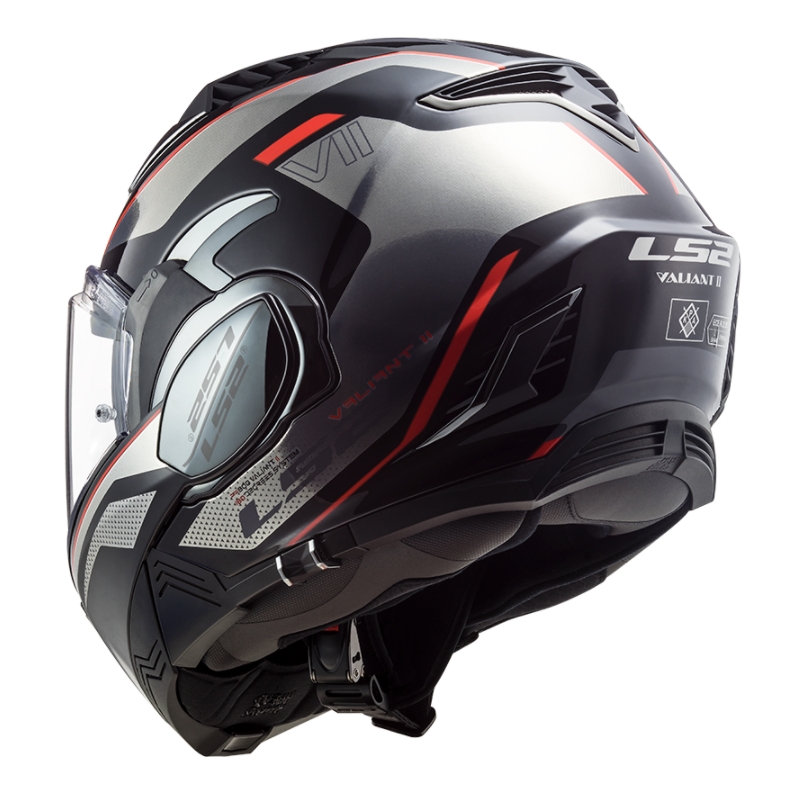 Klappbarer Motorradhelm LS2 FF900 Valiant II Hub schwarz-grau-rot