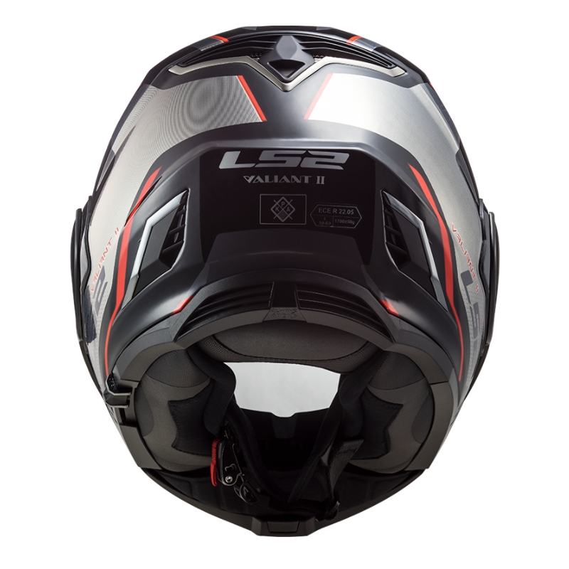 Klappbarer Motorradhelm LS2 FF900 Valiant II Hub schwarz-grau-rot