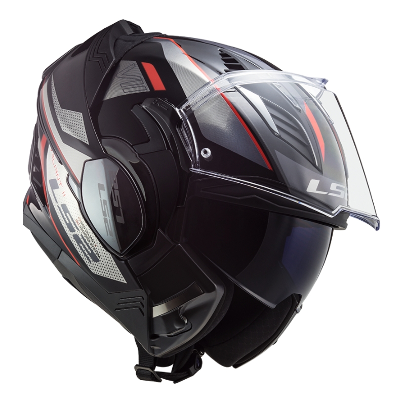 Klappbarer Motorradhelm LS2 FF900 Valiant II Hub schwarz-grau-rot