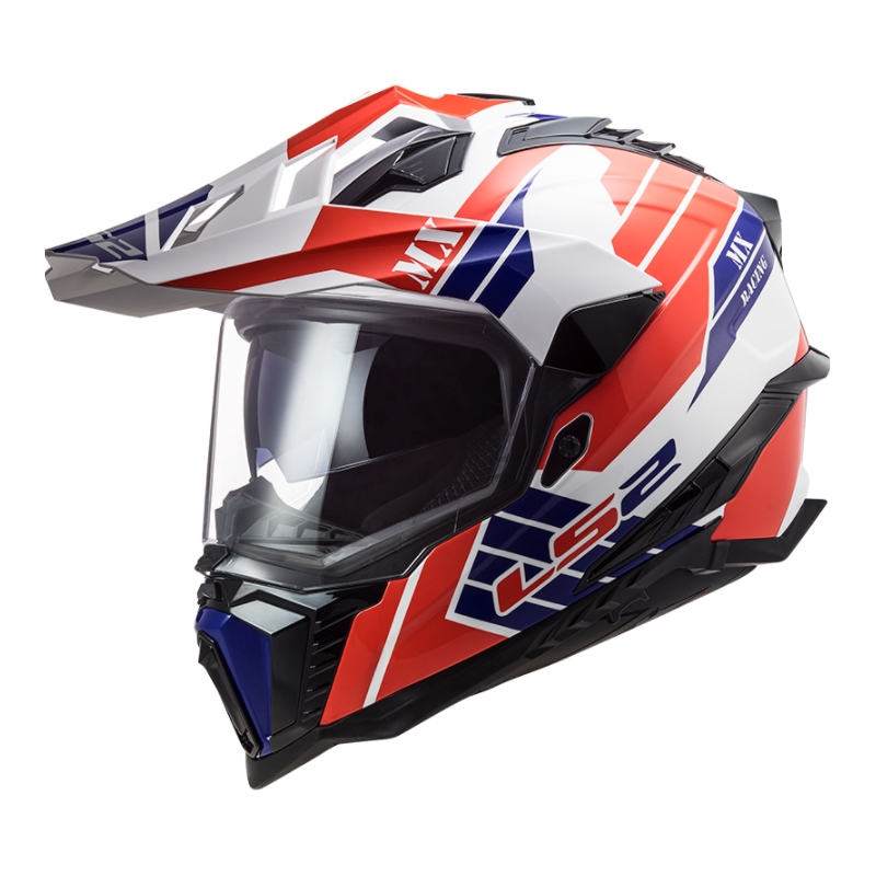 Enduro-Helm LS2 MX701 Explorer Atlantis weiß-blau-rot Ausverkauf