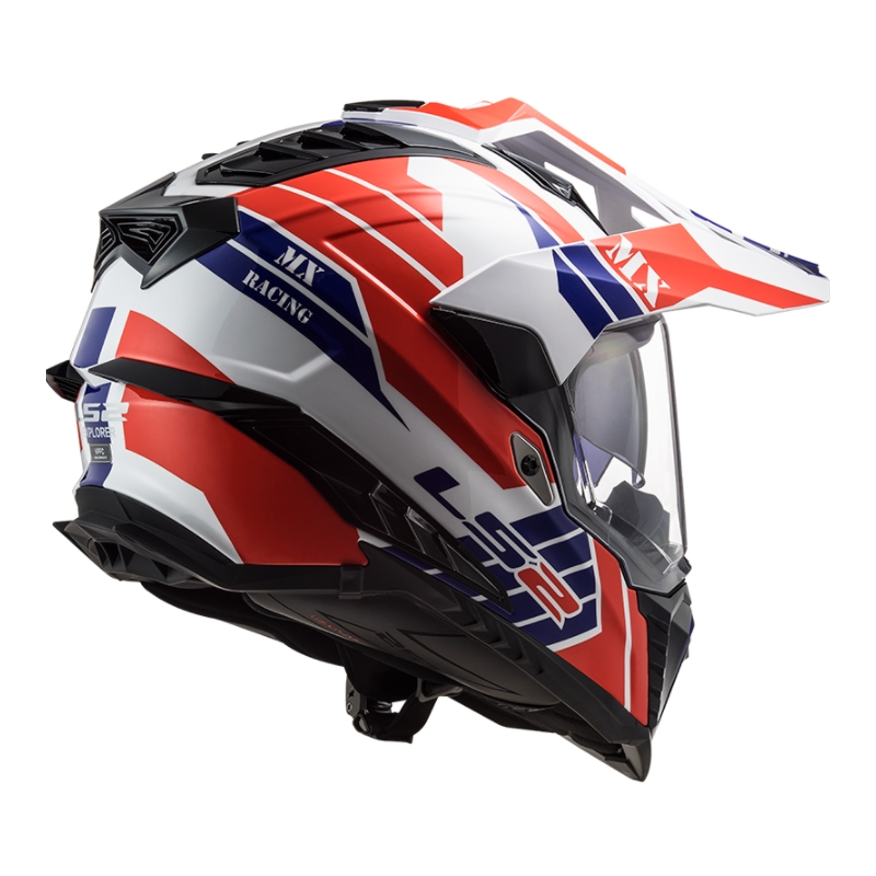 Enduro-Helm LS2 MX701 Explorer Atlantis weiß-blau-rot Ausverkauf