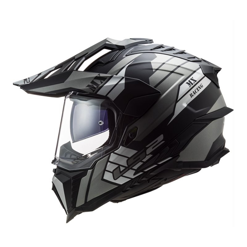 Enduro-Helm LS2 MX701 Explorer Atlantis schwarz-grau-weiß
