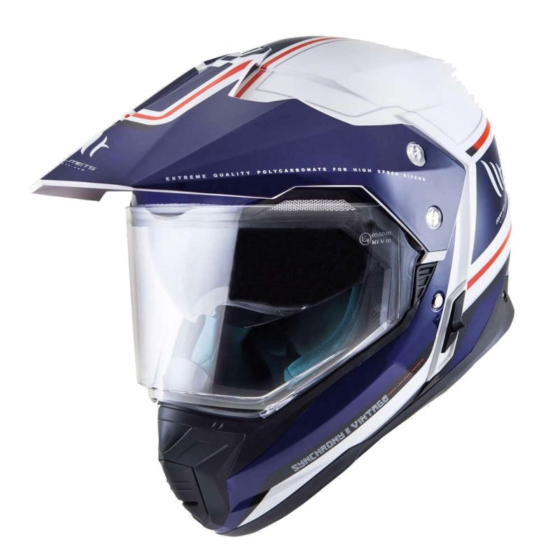 Enduro-Helm MT Synchrony Duosport SV Tourer weiß-blau-rot - Klasse II