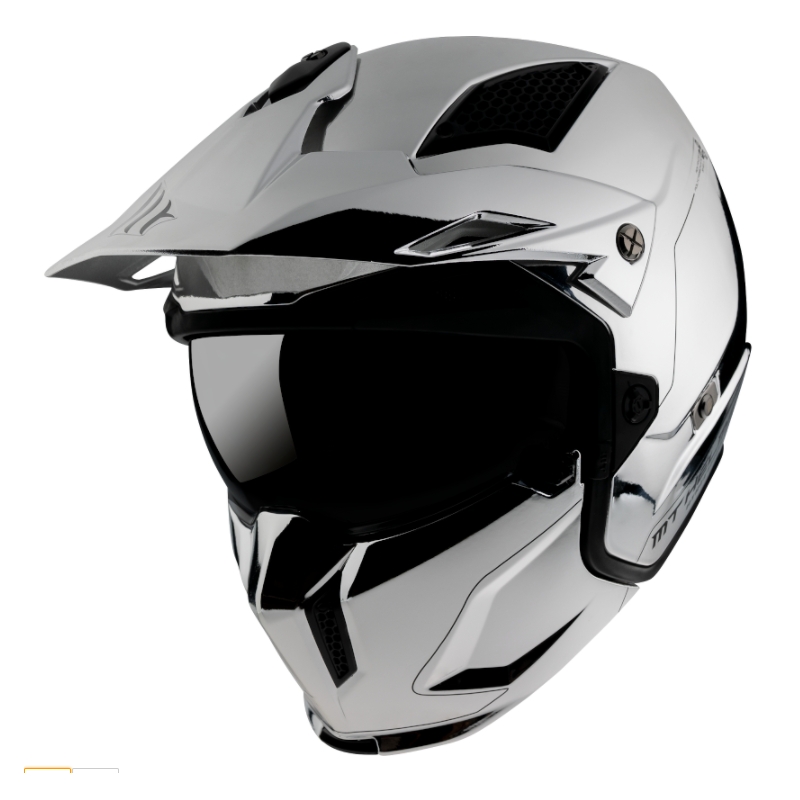 MT Streetfighter SV verchromter Helm mit offenem Visier, Silber Ausverkauf