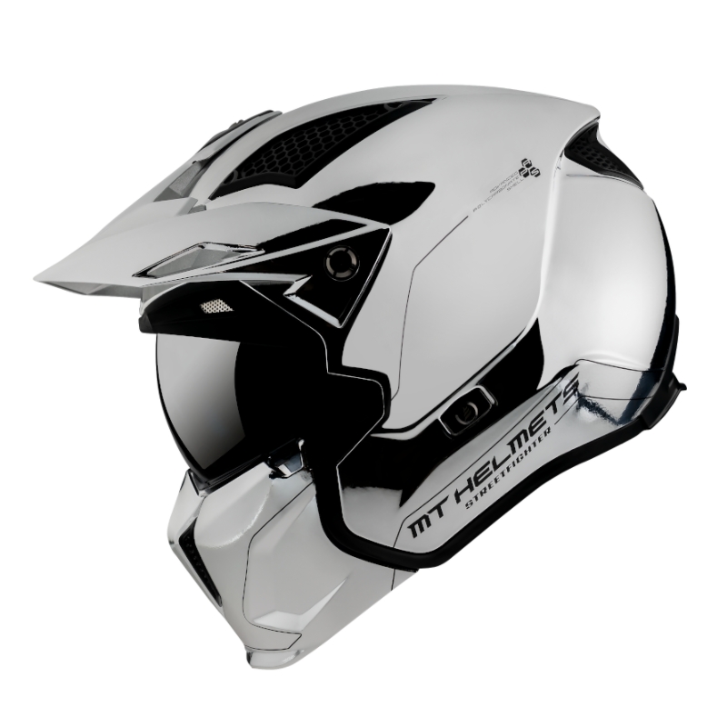 MT Streetfighter SV verchromter Helm mit offenem Visier, Silber Ausverkauf