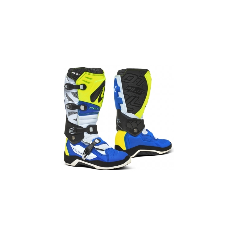 Forma Pilot blau-weiß-fluorgelbe Motorradstiefel
