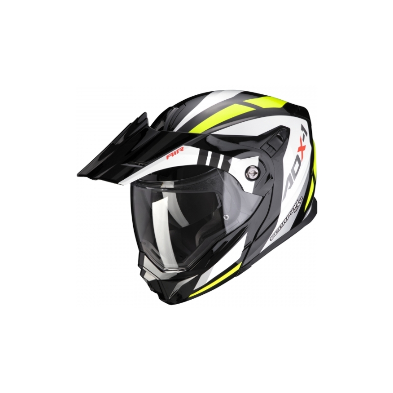 Klappbarer Endurohelm Scorpion ADX-1 Lontano schwarz-weiß-fluorgelb