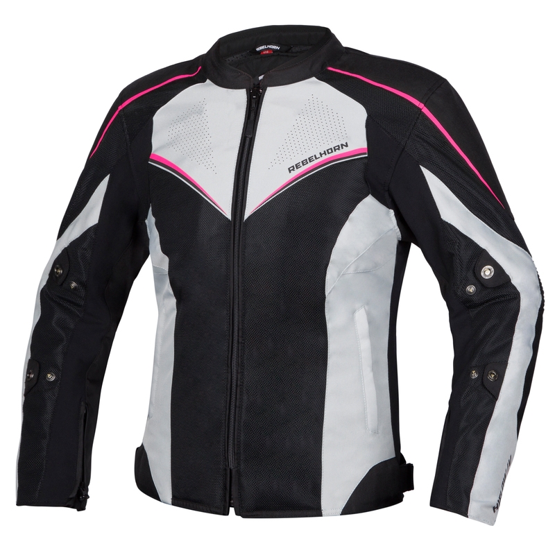Women's Rebelhorn Hiflow IV Schwarz-Silber-Pink Motorradjacke Ausverkauf