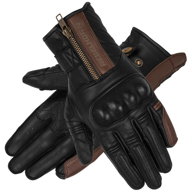 Rebelhorn Hunter Schwarz-Braun Motorradhandschuhe Ausverkauf