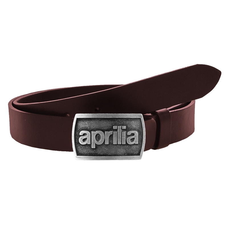 Motorradgürtel aus Leder mit Schnalle Aprilia braun