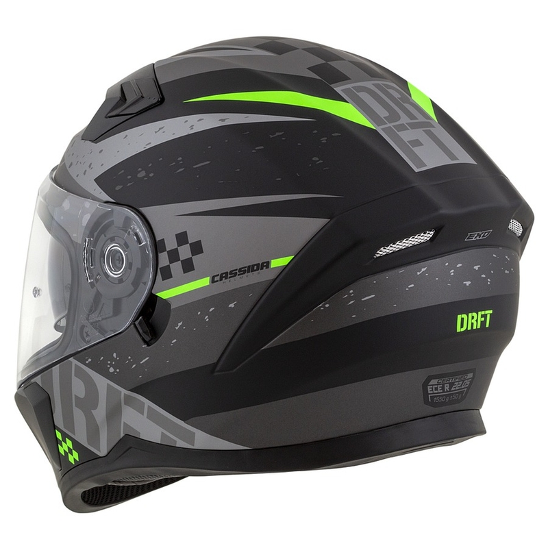 Integral Motorradhelm Cassida 3.0 DRFT matt grau-schwarz-grün