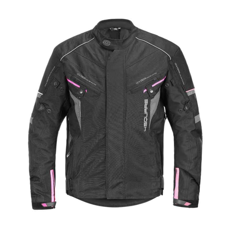 4SQUARE Roadster Damen Motorradjacke in Schwarz und Rosa Ausverkauf