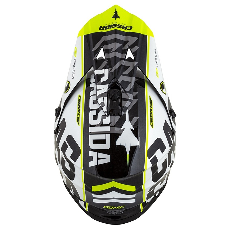Cassida Cross Cup Sonic Motocross Helm schwarz-weiss-fluo gelb