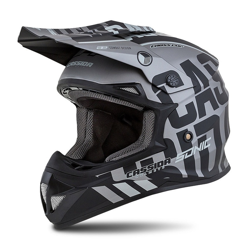 Motocross Helm Cassida Cross Cup Sonic schwarz-grau matt Ausverkauf