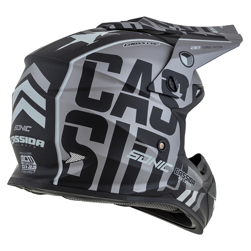 Motocross Helm Cassida Cross Cup Sonic schwarz-grau matt Ausverkauf
