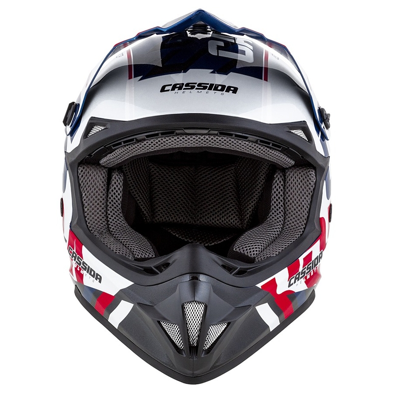 Motocross Helm Cassida Cross Cup Sonic rot-blau-weiß