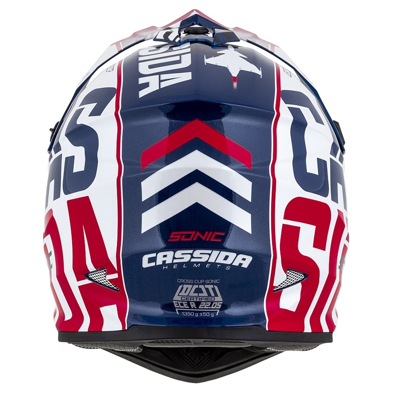 Motocross Helm Cassida Cross Cup Sonic rot-blau-weiß