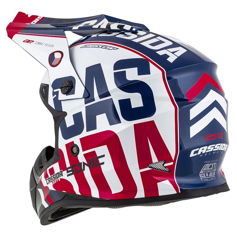 Motocross Helm Cassida Cross Cup Sonic rot-blau-weiß