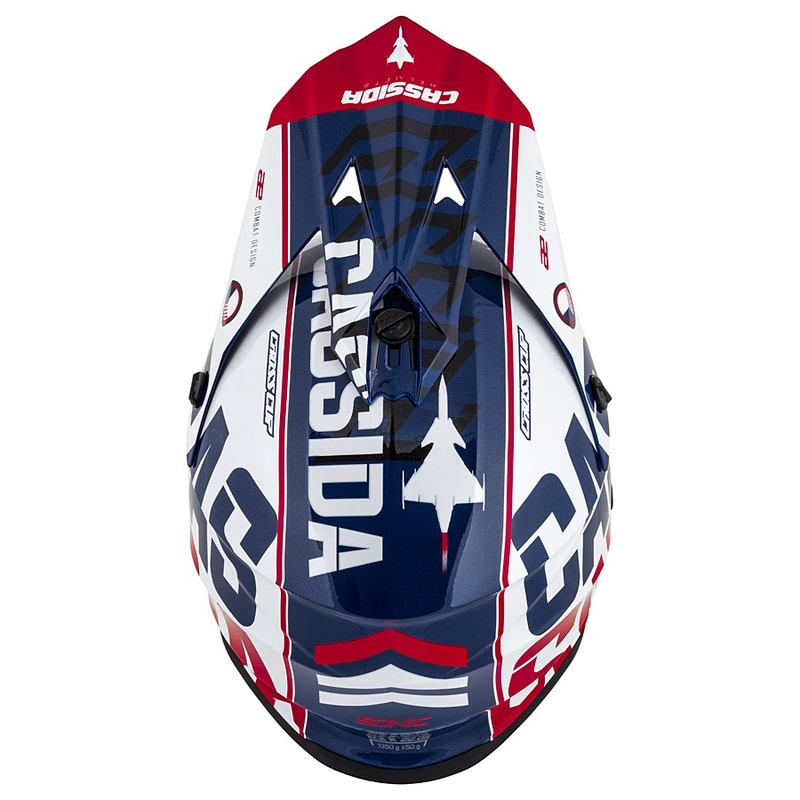 Motocross Helm Cassida Cross Cup Sonic rot-blau-weiß