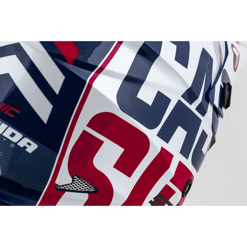 Motocross Helm Cassida Cross Cup Sonic rot-blau-weiß