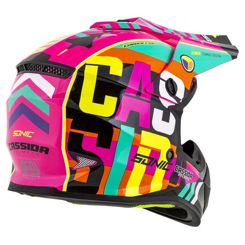 Kinder Motocross Helm Cassida Cross Cup Sonic Junior multicolor