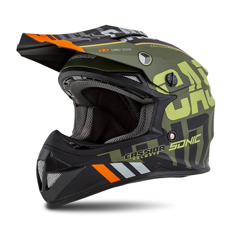 Kinder Motocross Helm Cassida Cross Cup Sonic Junior orange-grün matt Ausverkauf
