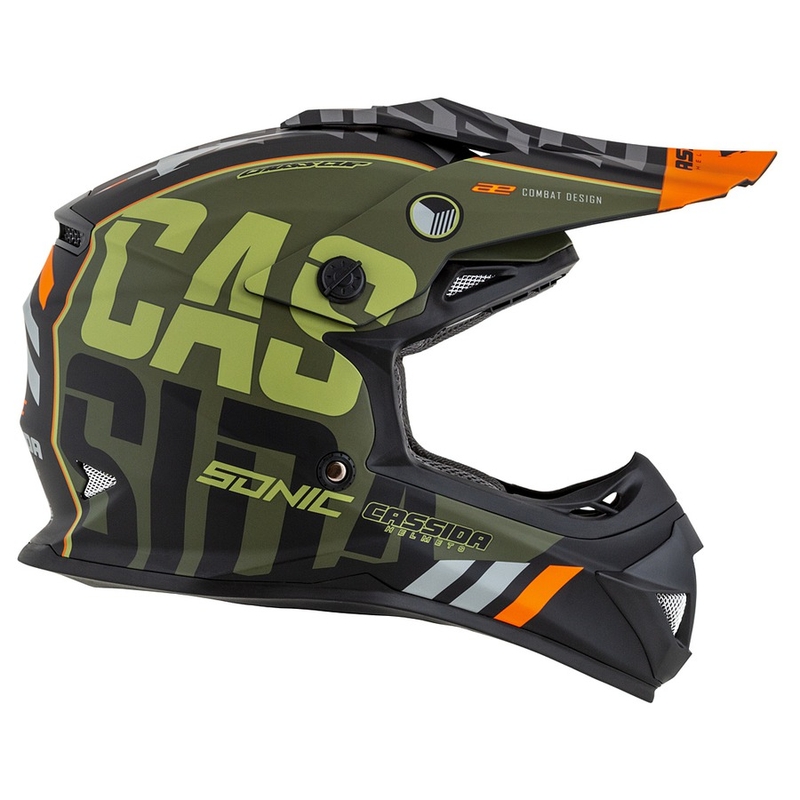 Kinder Motocross Helm Cassida Cross Cup Sonic Junior orange-grün matt Ausverkauf