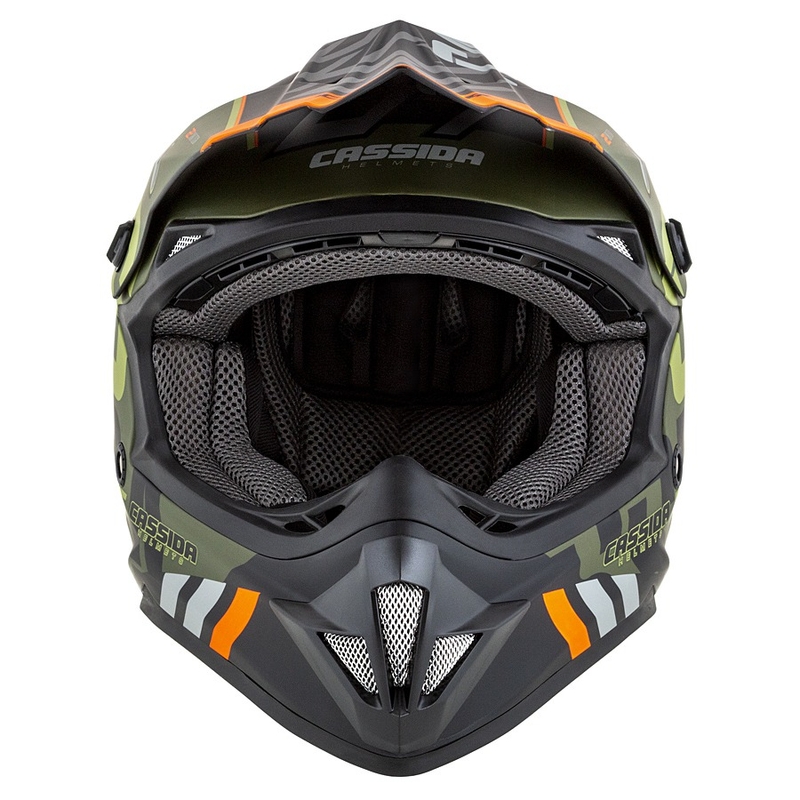 Kinder Motocross Helm Cassida Cross Cup Sonic Junior orange-grün matt Ausverkauf