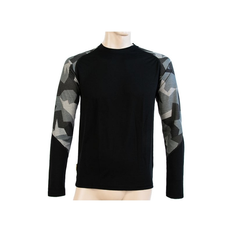 Herren Thermoshirt Sensor Merino Impress schwarz-maskiert - langarm Ausverkauf